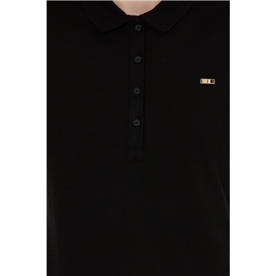 Kadın Siyah Basic Polo Yaka Sweatshirt