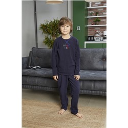 Siyah İnci Lacivert Pamuklu Likralı Pijama Takım 22269544