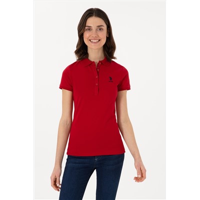 Kadın Kırmızı Basic Polo Yaka Tişört