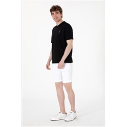 Erkek Comfort Fit Bisiklet Yaka Siyah Tişört
