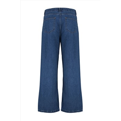 Mavi Yüksek Bel Geniş Kesim Jeans TBBAW23CJ00020