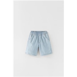 FLOWING DENIM BERMUDA SHORTS