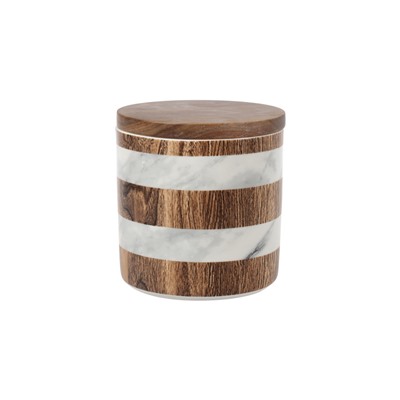 Банка для сыпучих продуктов, 700 мл, фарфор P/бамбук, коричневая, Wood&Marble, 63062