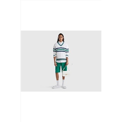 United Colors of Benetton Erkek Mix V Yaka Çizgili Kazak 123P1298K400A-901