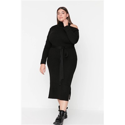 Trendyol Curve Siyah Cutout Detaylı Triko Elbise TBBAW23AH00071