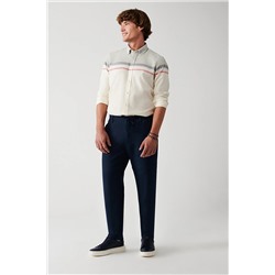 Avva Erkek Lacivert %100 Keten Yandan Cepli Relaxed Fit Rahat Kesim Pantolon A31y3041 A31Y3041