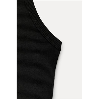 RIBBED CROPPED HALTER TOP