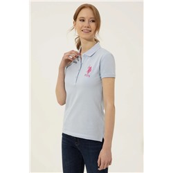 Kadın Açık Mavi Basic Polo Yaka Tişört