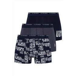 U.S. Polo Assn. Erkek Lacivert - Lacivert Melanj 3 Lü Boxer 80338