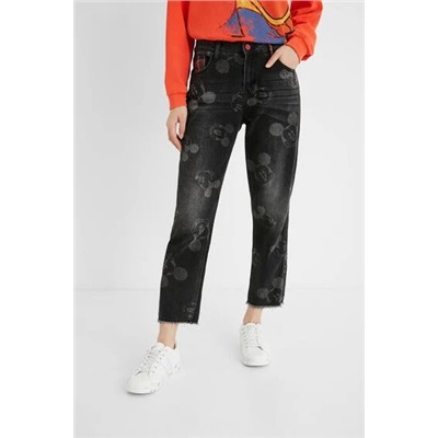 Pantalón vaquero boyfriend Mickey Mouse