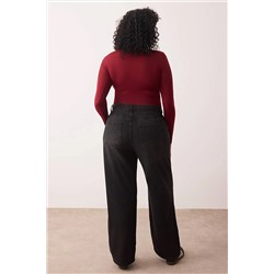 Antrasit Yüksek Bel Geniş Paça Büyük Beden Wide Leg Jeans TBBSS24CJ00048