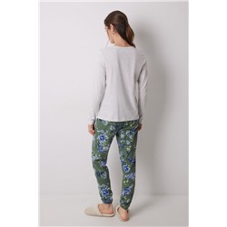 Pijama largo 100% algodón estampado flores