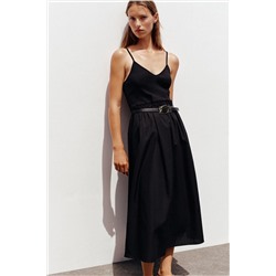CONTRAST MIDI DRESS WITH BELT