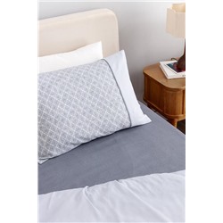 Clarice King Size %100 Pamuk Madame Coco Crep Baskılı Nevresim Takımı - Mavi/Gri