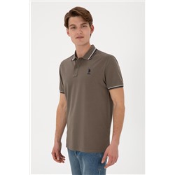 Erkek Regular Fit Polo Yaka Vizon Basic Tişört