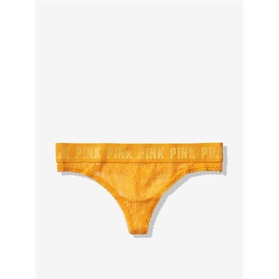 PINK LOGO LACE THONG