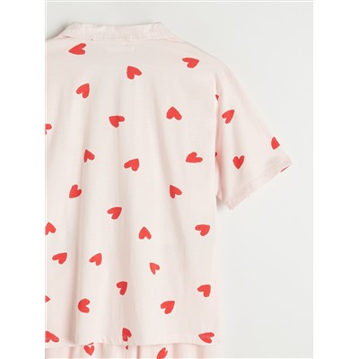 Zweiteiliges Pyjama-Set mit Herzmuster