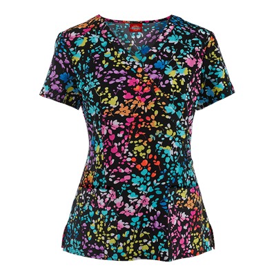 Dickies Xtreme STRETCH Scrubs Posey On Over the Rainbow Print Top