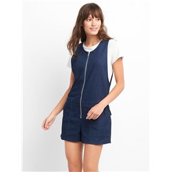 Denim zip romper