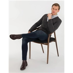 Gri Melanj Slim Fit Basic Triko Hırka