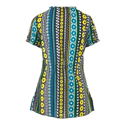 koi Scrubs Flower Stripe Print Top