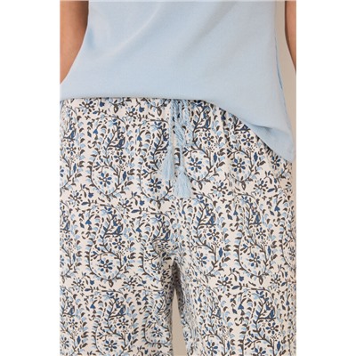 Pijama Capri algodón azul paisley