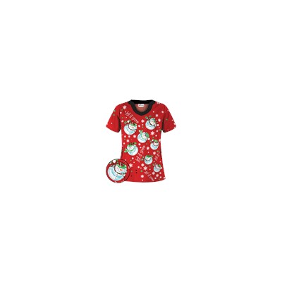 UA Twirling Snowmen Red Scrub Top