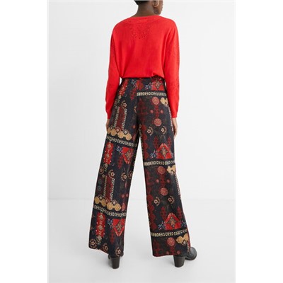 Pantalón ancho cenefas étnicas
