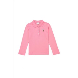 Çocuk Pembe Polo Yaka Basic Sweatshirt