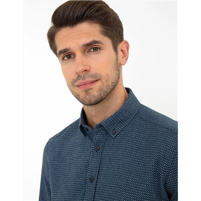 Lacivert Regular Fit Uzun Kollu Gömlek