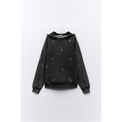 FADED-EFFECT RING HOODIE