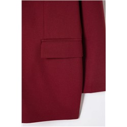 Bordo Astarlı Oversize/Bol Kesim Blazer Dokuma Büyük Beden Kumaş Ceket TBBAW25AG00019