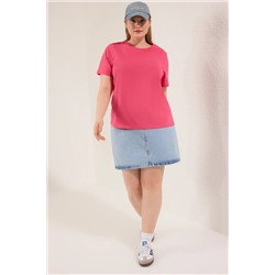 Gül Kurusu Regular Fit Basic Bisiklet Yaka %100 Pamuk Örme Büyük Beden T-Shirt TBBSS22TS0733