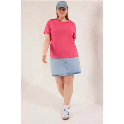 Gül Kurusu Regular Fit Basic Bisiklet Yaka %100 Pamuk Örme Büyük Beden T-Shirt TBBSS22TS0733