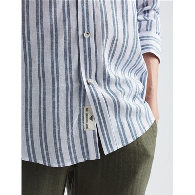 Linen Blend Shirt, Men, Dark Blue