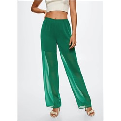 Pantalón recto semitransparente -  Mujer | MANGO OUTLET Melilla