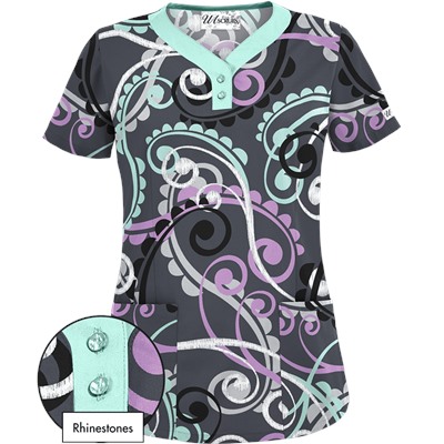 UA Cartwheels Cool Blue Scrub Top
