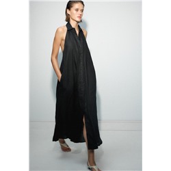 ZW COLLECTION 100% LINEN HALTER DRESS