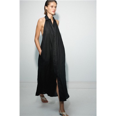 ZW COLLECTION 100% LINEN HALTER DRESS