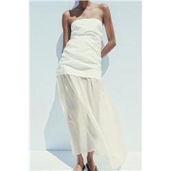 CONTRAST STRAPLESS MIDI DRESS
