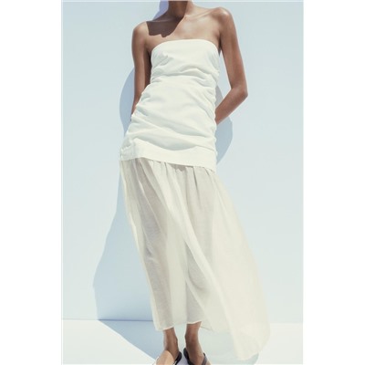 CONTRAST STRAPLESS MIDI DRESS