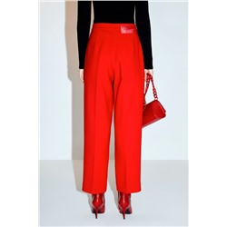 Pantalón recto 7/8 de lana de tiro alto Rojo