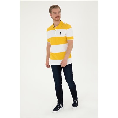 Erkek Regular Fit Polo Yaka Safran Tişört