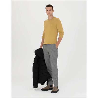 Gri Ekstra Slim Fit Çizgili Kumaş Pantolon