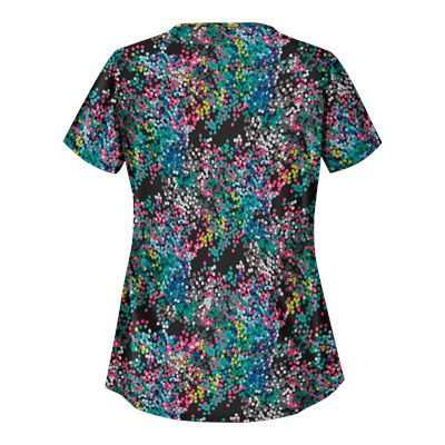 UA Pop Dots Black Asymmetrical Scrub Top