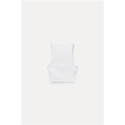 RIBBED CROPPED HALTER TOP