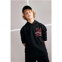 Defacto Erkek Çocuk Nba Miami Heat Oversize Fit Kapüşonlu Kalın Sweatshirt A5532A823WN