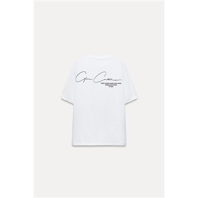 T-SHIRT WITH RUBBERISED SLOGAN