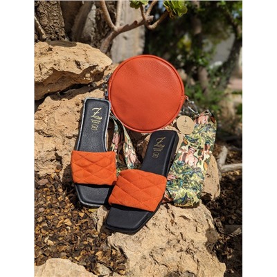 Ab.Zapatos 3420 MANDARINA+Pelle Redondo (260) NARANJA-CINTURON BOLSOS (130)-25 АКЦИЯ
