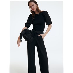 Bluse mit Ärmeln mit Lochstickerei